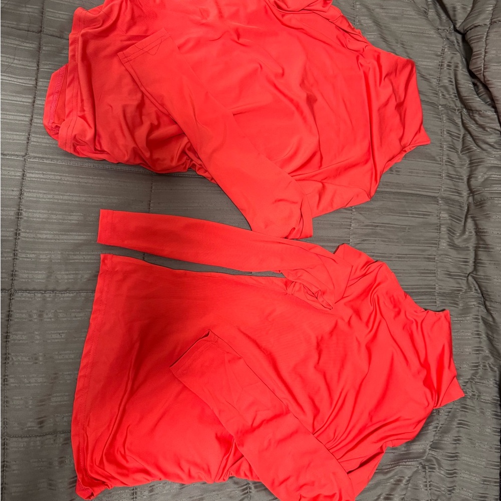 Amazon Women Tops - Bright Red Long Sleeve and Sleeveless Set
